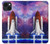 W3913 Colorful Nebula Space Shuttle Hülle Schutzhülle Taschen und Leder Flip für iPhone 14 Plus