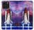 W3913 Colorful Nebula Space Shuttle Hülle Schutzhülle Taschen und Leder Flip für iPhone 14 Pro Max