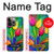 W3926 Colorful Tulip Oil Painting Hülle Schutzhülle Taschen und Leder Flip für iPhone 13