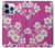 W3924 Cherry Blossom Pink Background Hülle Schutzhülle Taschen und Leder Flip für iPhone 13 Pro