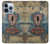 W3955 Vintage Keyhole Weather Door Hülle Schutzhülle Taschen und Leder Flip für iPhone 13 Pro