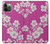 W3924 Cherry Blossom Pink Background Hülle Schutzhülle Taschen und Leder Flip für iPhone 12, iPhone 12 Pro