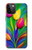 W3926 Colorful Tulip Oil Painting Hülle Schutzhülle Taschen und Leder Flip für iPhone 12, iPhone 12 Pro