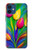 W3926 Colorful Tulip Oil Painting Hülle Schutzhülle Taschen und Leder Flip für iPhone 12 mini