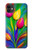 W3926 Colorful Tulip Oil Painting Hülle Schutzhülle Taschen und Leder Flip für iPhone 11