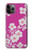 W3924 Cherry Blossom Pink Background Hülle Schutzhülle Taschen und Leder Flip für iPhone 11 Pro