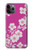 W3924 Cherry Blossom Pink Background Hülle Schutzhülle Taschen und Leder Flip für iPhone 11 Pro Max