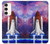 W3913 Colorful Nebula Space Shuttle Hülle Schutzhülle Taschen und Leder Flip für Samsung Galaxy S23 Plus