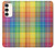 W3942 LGBTQ Rainbow Plaid Tartan Hülle Schutzhülle Taschen und Leder Flip für Samsung Galaxy S23 Plus