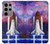 W3913 Colorful Nebula Space Shuttle Hülle Schutzhülle Taschen und Leder Flip für Samsung Galaxy S23 Ultra