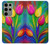 W3926 Colorful Tulip Oil Painting Hülle Schutzhülle Taschen und Leder Flip für Samsung Galaxy S23 Ultra