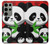 W3929 Cute Panda Eating Bamboo Hülle Schutzhülle Taschen und Leder Flip für Samsung Galaxy S23 Ultra