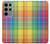 W3942 LGBTQ Rainbow Plaid Tartan Hülle Schutzhülle Taschen und Leder Flip für Samsung Galaxy S23 Ultra