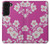 W3924 Cherry Blossom Pink Background Hülle Schutzhülle Taschen und Leder Flip für Samsung Galaxy S22