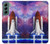 W3913 Colorful Nebula Space Shuttle Hülle Schutzhülle Taschen und Leder Flip für Samsung Galaxy S22 Plus