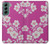 W3924 Cherry Blossom Pink Background Hülle Schutzhülle Taschen und Leder Flip für Samsung Galaxy S22 Plus