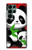 W3929 Cute Panda Eating Bamboo Hülle Schutzhülle Taschen und Leder Flip für Samsung Galaxy S22 Ultra