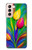 W3926 Colorful Tulip Oil Painting Hülle Schutzhülle Taschen und Leder Flip für Samsung Galaxy S21 5G