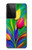 W3926 Colorful Tulip Oil Painting Hülle Schutzhülle Taschen und Leder Flip für Samsung Galaxy S21 Ultra 5G