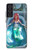 W3911 Cute Little Mermaid Aqua Spa Hülle Schutzhülle Taschen und Leder Flip für Samsung Galaxy S21 FE 5G