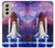 W3913 Colorful Nebula Space Shuttle Hülle Schutzhülle Taschen und Leder Flip für Samsung Galaxy S21 FE 5G