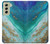 W3920 Abstract Ocean Blue Color Mixed Emerald Hülle Schutzhülle Taschen und Leder Flip für Samsung Galaxy S21 FE 5G