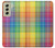 W3942 LGBTQ Rainbow Plaid Tartan Hülle Schutzhülle Taschen und Leder Flip für Samsung Galaxy S21 FE 5G