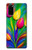 W3926 Colorful Tulip Oil Painting Hülle Schutzhülle Taschen und Leder Flip für Samsung Galaxy S20