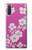 W3924 Cherry Blossom Pink Background Hülle Schutzhülle Taschen und Leder Flip für Samsung Galaxy Note 10