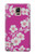 W3924 Cherry Blossom Pink Background Hülle Schutzhülle Taschen und Leder Flip für Samsung Galaxy Note 4