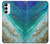 W3920 Abstract Ocean Blue Color Mixed Emerald Hülle Schutzhülle Taschen und Leder Flip für Samsung Galaxy A14 5G