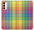 W3942 LGBTQ Rainbow Plaid Tartan Hülle Schutzhülle Taschen und Leder Flip für Samsung Galaxy A14 5G