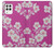W3924 Cherry Blossom Pink Background Hülle Schutzhülle Taschen und Leder Flip für Samsung Galaxy A22 4G