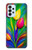 W3926 Colorful Tulip Oil Painting Hülle Schutzhülle Taschen und Leder Flip für Samsung Galaxy A23