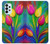 W3926 Colorful Tulip Oil Painting Hülle Schutzhülle Taschen und Leder Flip für Samsung Galaxy A23