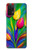 W3926 Colorful Tulip Oil Painting Hülle Schutzhülle Taschen und Leder Flip für Samsung Galaxy A32 4G