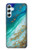 W3920 Abstract Ocean Blue Color Mixed Emerald Hülle Schutzhülle Taschen und Leder Flip für Samsung Galaxy A34 5G