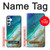 W3920 Abstract Ocean Blue Color Mixed Emerald Hülle Schutzhülle Taschen und Leder Flip für Samsung Galaxy A34 5G