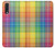 W3942 LGBTQ Rainbow Plaid Tartan Hülle Schutzhülle Taschen und Leder Flip für Samsung Galaxy A50