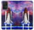 W3913 Colorful Nebula Space Shuttle Hülle Schutzhülle Taschen und Leder Flip für Samsung Galaxy A52, Galaxy A52 5G