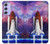 W3913 Colorful Nebula Space Shuttle Hülle Schutzhülle Taschen und Leder Flip für Samsung Galaxy A54 5G