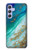 W3920 Abstract Ocean Blue Color Mixed Emerald Hülle Schutzhülle Taschen und Leder Flip für Samsung Galaxy A54 5G