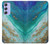 W3920 Abstract Ocean Blue Color Mixed Emerald Hülle Schutzhülle Taschen und Leder Flip für Samsung Galaxy A54 5G