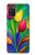 W3926 Colorful Tulip Oil Painting Hülle Schutzhülle Taschen und Leder Flip für Samsung Galaxy A03S