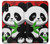 W3929 Cute Panda Eating Bamboo Hülle Schutzhülle Taschen und Leder Flip für Samsung Galaxy A01