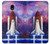 W3913 Colorful Nebula Space Shuttle Hülle Schutzhülle Taschen und Leder Flip für Samsung Galaxy J7 (2018), J7 Aero, J7 Top, J7 Aura, J7 Crown, J7 Refine, J7 Eon, J7 V 2nd Gen, J7 Star