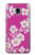 W3924 Cherry Blossom Pink Background Hülle Schutzhülle Taschen und Leder Flip für Samsung Galaxy J3 (2018), J3 Star, J3 V 3rd Gen, J3 Orbit, J3 Achieve, Express Prime 3, Amp Prime 3