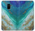 W3920 Abstract Ocean Blue Color Mixed Emerald Hülle Schutzhülle Taschen und Leder Flip für Samsung Galaxy A8 (2018)