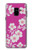 W3924 Cherry Blossom Pink Background Hülle Schutzhülle Taschen und Leder Flip für Samsung Galaxy A8 (2018)