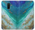 W3920 Abstract Ocean Blue Color Mixed Emerald Hülle Schutzhülle Taschen und Leder Flip für Samsung Galaxy A6 (2018)